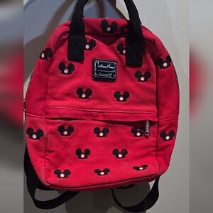 Loungefly Red Mini Backpack with Black Mickey Print